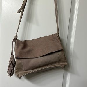 Tan mixed media crossbody